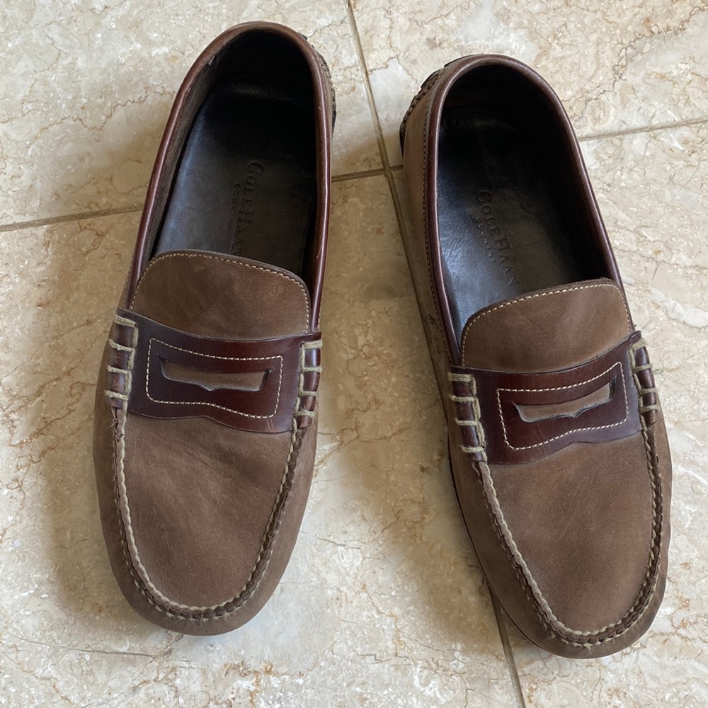 Cole Haan brown loafer slip  on driving shoes.